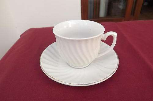 White Supreme Porcelain Cup & Saucer made in China - see scan for condition