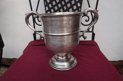 Large EPNS Trophy without Base -pres. by Pieter Olivier Esq to SWD Col. Tennis Board Ladies Dbl 1935