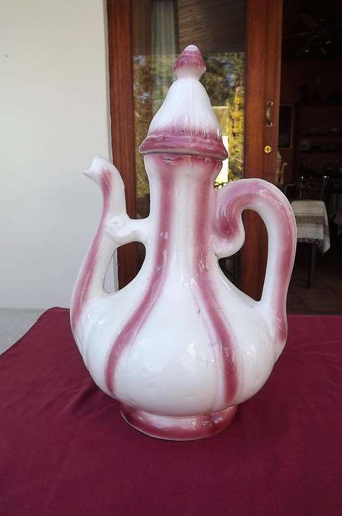 White/Pink Vintage very large Porcelain Jug  Ornament with Lid - 44cm tall