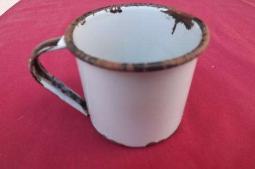 Small Blue Real Antique Enamel Mug - see scan