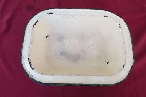 Antique Enamel Oblong Dish - see scans for condition - 23x30cm