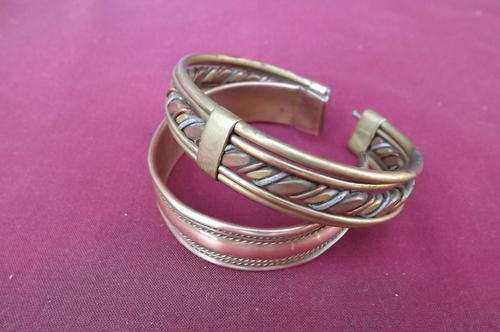 Set of 2 Bangles - 1 Copper & 1 Brass - see scan for condition