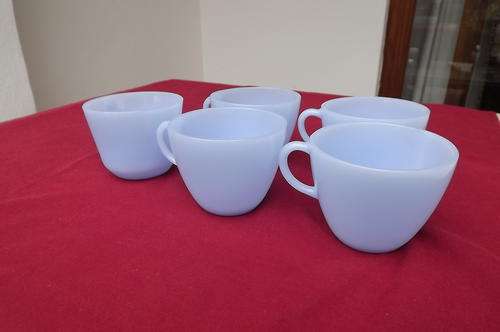 Set of 5 Blue Glass Cups without Saucers