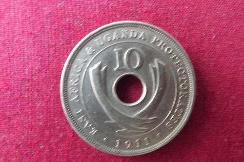 East Africa & Uganda 1911 Ten Cents Coin - very good condition