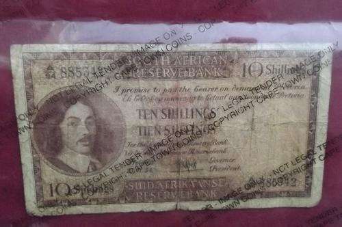 SA 10 Shillings Note 25.11.54 - in Fractional Numbering - fair condition