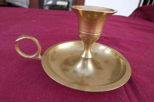Small Brass Candle Holder with Handle in good condition