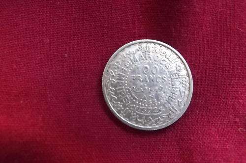 1953 100 Francs Maroc Silver 1372 Coin - Empire Cherifien - Very Good Condition
