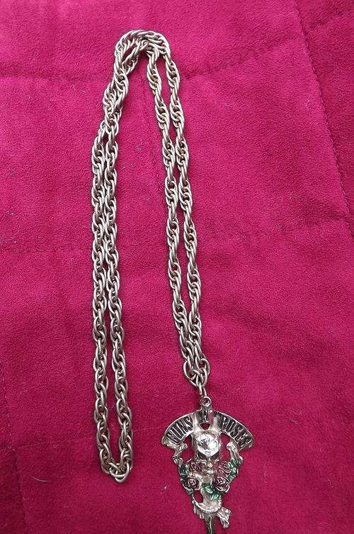 Chain with Guns & Roses Pendant