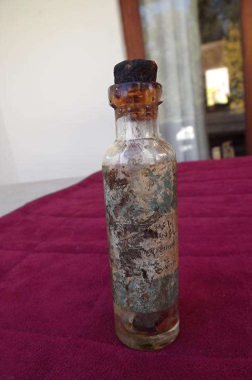 Old Medicine Bottle - unable to read label - 11cm