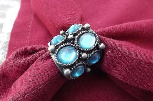 Fashion Ring with Blue Stones - size 8