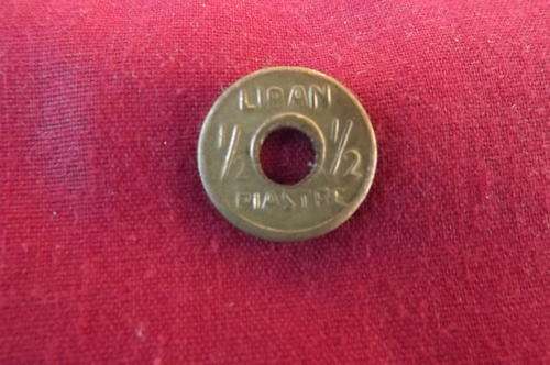 Lebanon Old half Piastre 1941 WW2 Emergency Coin Liban - EF Condition