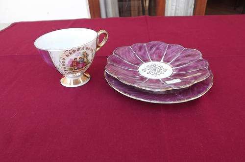 Antique 3 Piece Set with Dainty Cup & Saucer and small plate - good condition