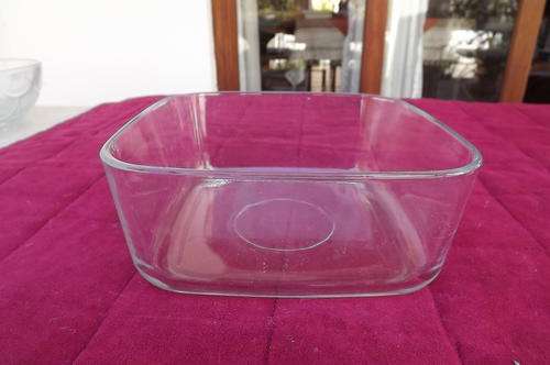 Square Glass Bowl with Small Chip on Rim - see scan - 17x17cm