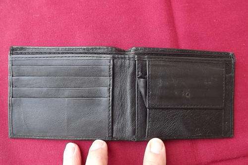 Black Leather Signature Folding Wallet - as new - see scans