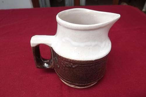 Brown & Cream Porcelain Milk Jug - height 10cm