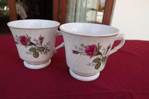 Set of 2 Cups only - Floral with gilded rims by Noritex - good condition