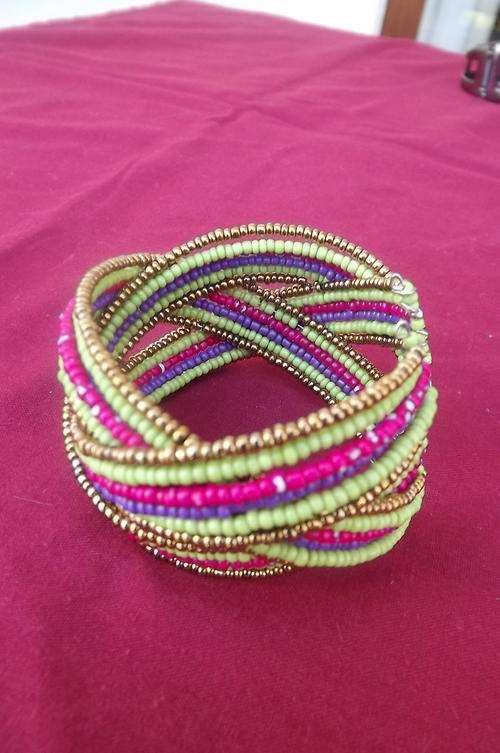 African Style Wide Bead Bangle - Colourful and pretty - good condition