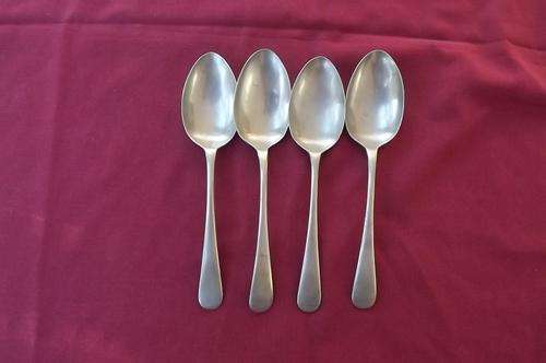Set of 4 Sipelia Nickel Silver Dessert Spoons from Sheffield England - good condition