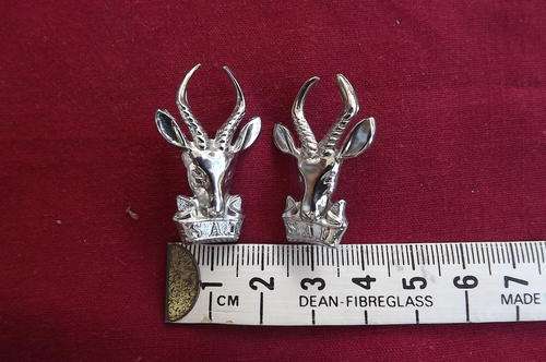 SA Infantry Corps Collar Badges - 1 Pair in Silver Colour - good condition with Pin & Screws