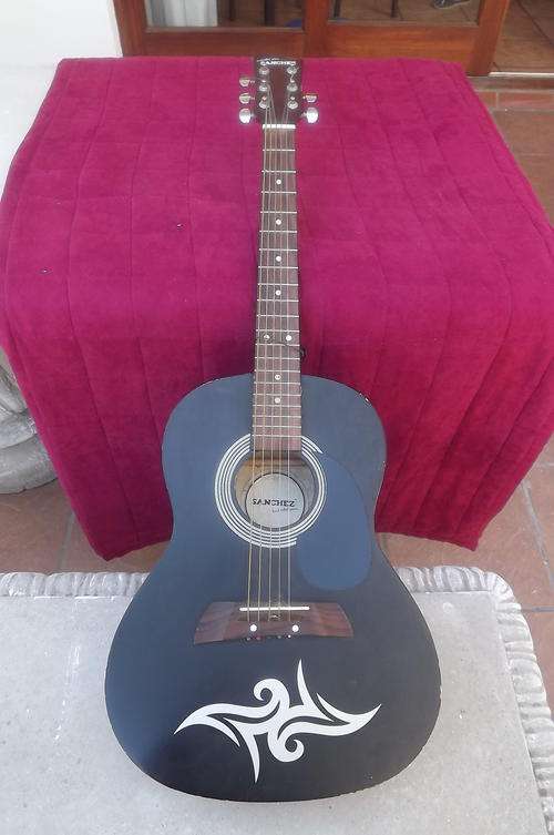 Sanchez Guitar with 1 Missing String and 1 Adjuster Missing - Red colour - rest in good condition