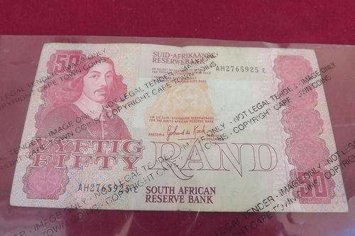 SA Reserve Bank R50 Note 1984 signed G de Kock - Alphabetic Numbering - VF+  Condition