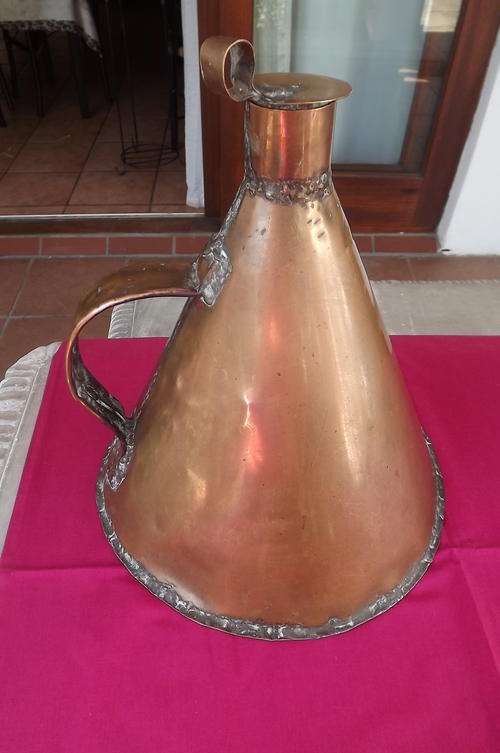 Heavy Antique Copper/Brass Piet Fluit Kettle - height 31cm - bottom diameter 29.5cm