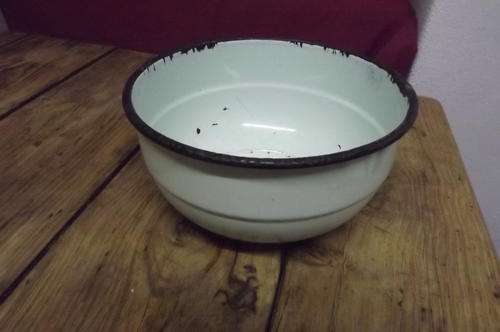 Light Blue Antique Enamel Bowl - very old but still in good condition - diameter 19cm, height 9cm