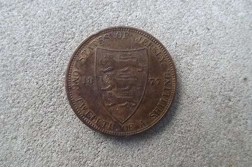 1877 States of Jersey One Twelve of a Shilling Coin - VF condition
