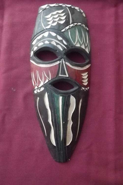 Roughly Made Carved African Art Mask - 12x25.5cm
