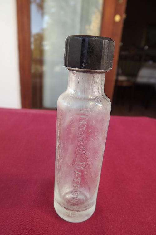 Vintage Heynes Mathews Medicine Bottle - good condition - still with Backelite Cap on - 9cm high