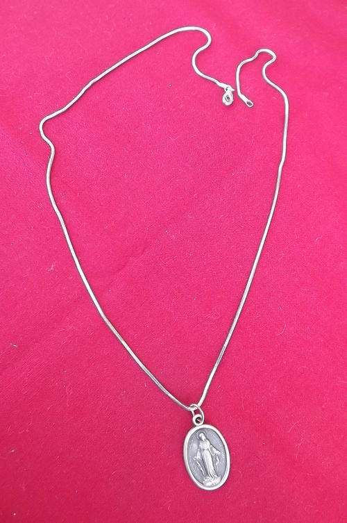 Chain with Religious Oval Pendant - date 1830 printed at bottom