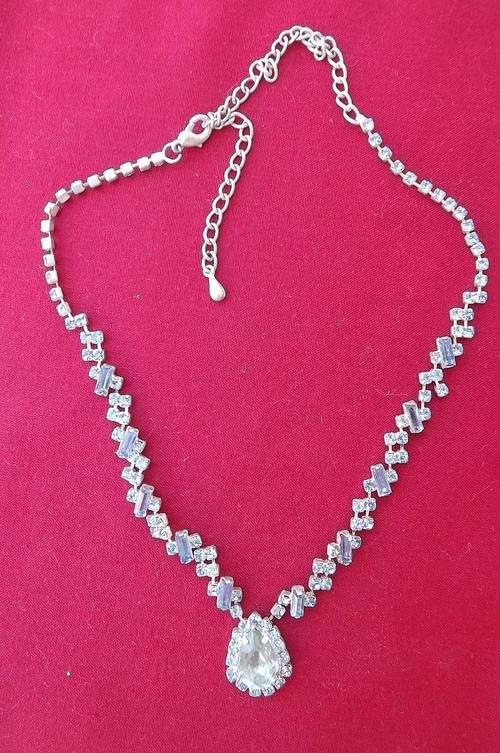 Pretty Blue Stone Necklace - Chain at the back can be sterling silver but has no marking