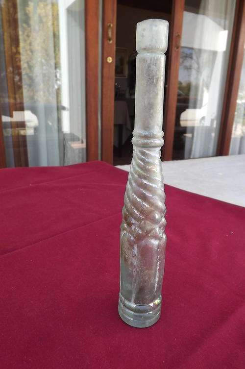 Thin Antique Bottle with small chips in neck - see scans - height 21.5cm