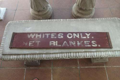 Old Apartheid Sign Board - "Whites only - Net Blankes" on one side, blank on other side - 94x17cm