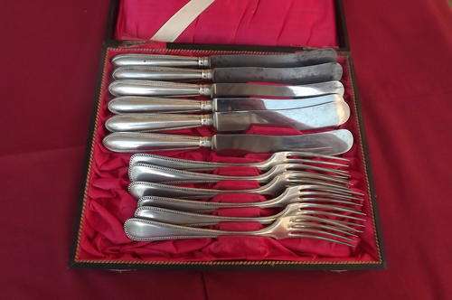 Set of German Made Geislingen Large Antique Knives and Forks - 6 of each - still in original box