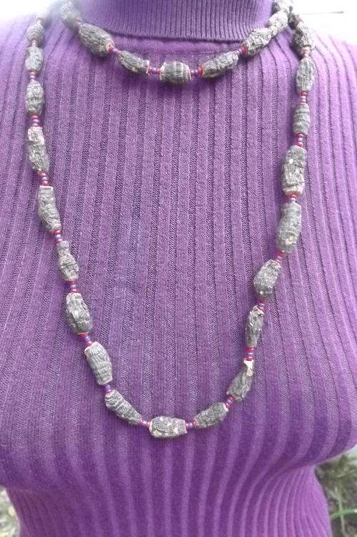 Long African Art Seed Necklace - natural & pretty - length 117cm - new item