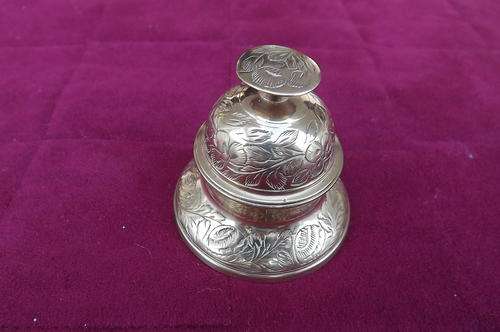 Solid brass vintage dinner bell from India.Embossed.As new condition