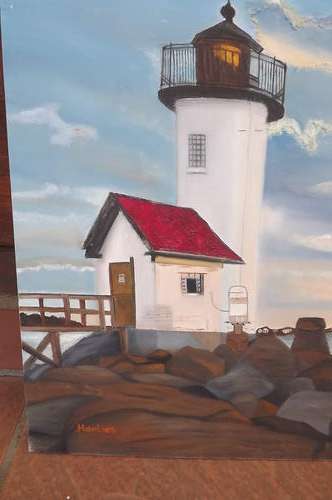 Stunning original oil painting of Light house by local artist.Ready to frame. 40 x 51 cm