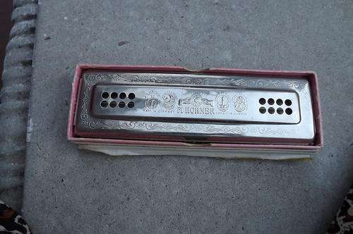 Vintage Hohner Echo Bell Metal Reeds Double Sided Harmonica - made in Germany - 5x17cm