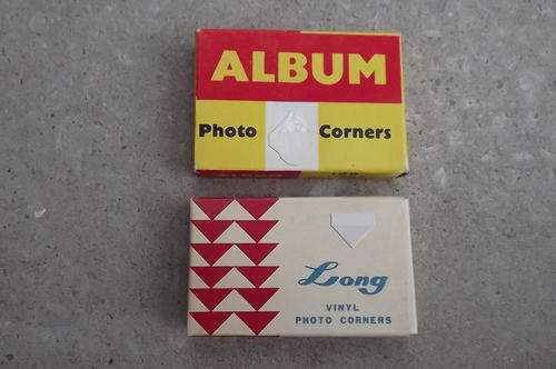 2 Boxes of Photo Corners - one box with 100 vinyl corners full and 1 with a few paper photo corners