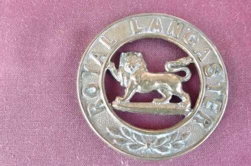 WW2 British Royal Lancaster Regiment Brass Cloth helmet centre badge