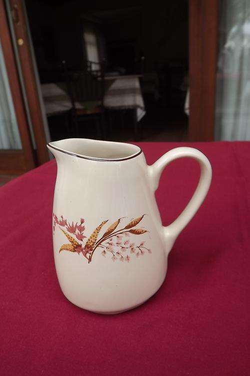 Porcelain milkjug by Willsgrove ware pottery.Made in Zimbabwe.beige with handpainted pattern.