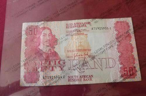 S.A Reserve Bank R50 signed Gerhard de Kock 1984.Third issue.Good condition