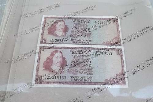 2 SA R1 signed T.W de Jongh notes.1 x E/A , 1x E/A.From 1975.Fractional number.Good condition.
