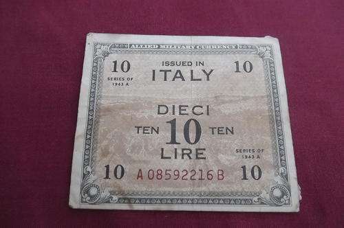 Italy-WW2 Allied Military Currency.10 Lire.Series of 1943 - banknote