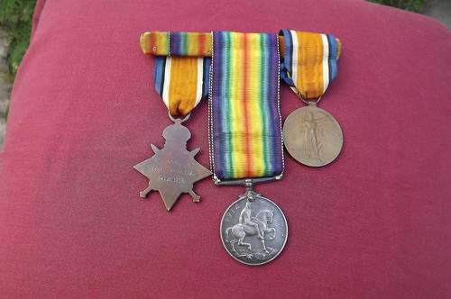 Set of 3 WWI campaign medals.The 1914 Star,British War Medal and Victory Medal.SAI.Good condition