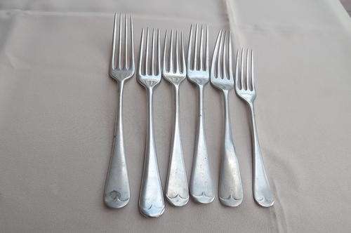 Lot of 6 Nickel Silver Vintage Forks in good condition