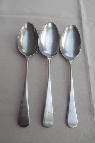 Lot of 3 Nickel Silver vintage serving spoons. Good condition