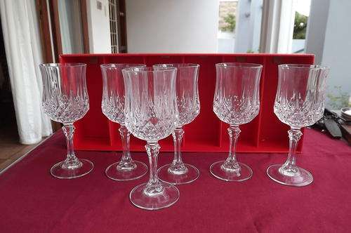 Set of 6 Crystal glasses - longchamp 17,5 cl by cristal d'arques in as new condition - In box.