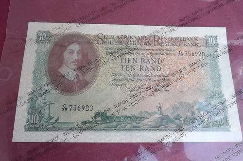 SA banknote G.Rissik C28 R10.00 - Almost uncirculated.